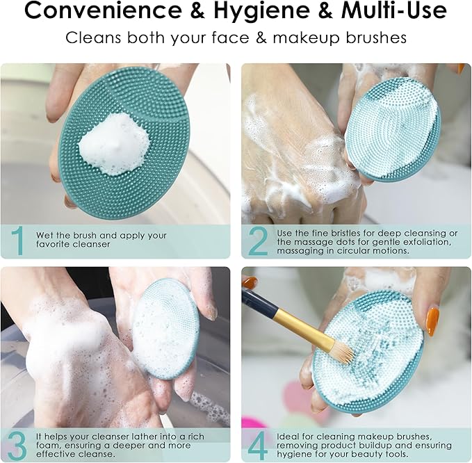 4 Pack INNERNEED Silicone Face Scrubber for Deep Cleansing and Exfoliation – Soft Facial Cleansing Brush, Gentle for All Skin Types, Blackhead Remover, Portable-BrightBean Baby