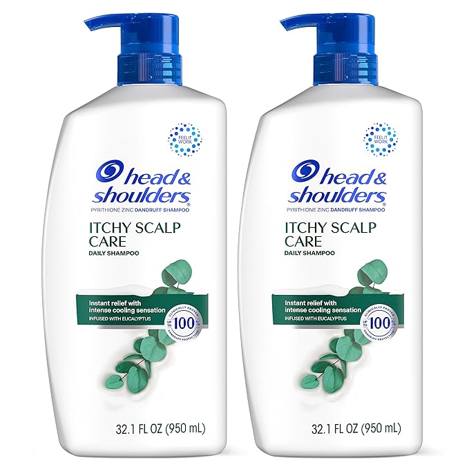Head & Shoulders Itchy Scalp Care Dandruff Shampoo, Anti-Dandruff Treatment, Infused with Eucalyptus, 32.1 Fl Oz Each, Twin Pack-BrightBean Baby