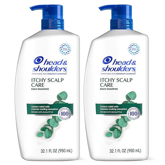 Head & Shoulders Itchy Scalp Care Dandruff Shampoo, Anti-Dandruff Treatment, Infused with Eucalyptus, 32.1 Fl Oz Each, Twin Pack-BrightBean Baby