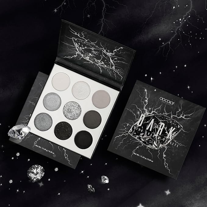 docolor Eyeshadow Palette 9 Colors Black Eyeshadow Gemstone Shadow Palette Highly Pigmented Mattes Shimmers Smokey Glitter Cream Colorful Powder Blendable Long Lasting Waterproof Makeup Palette-BrightBean Baby