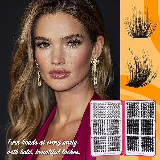 Fluffy Lash Clusters - 360Pcs Natural 0.05D Eyelash Clusters, Left & Right Eyelashes, Urtra Lightweight Cat Eye Clusters for Starter DIY at Home(Eyelashes Only）-BrightBean Baby