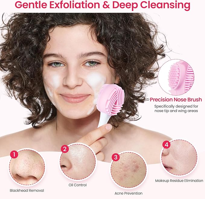 2 Packs Silicone Face Scrubber Exfoliator, Face Mask Brush Applicator, Facial Cleansing Brush, Pore Cleaning Brush, Pore Scrubber for Face-BrightBean Baby