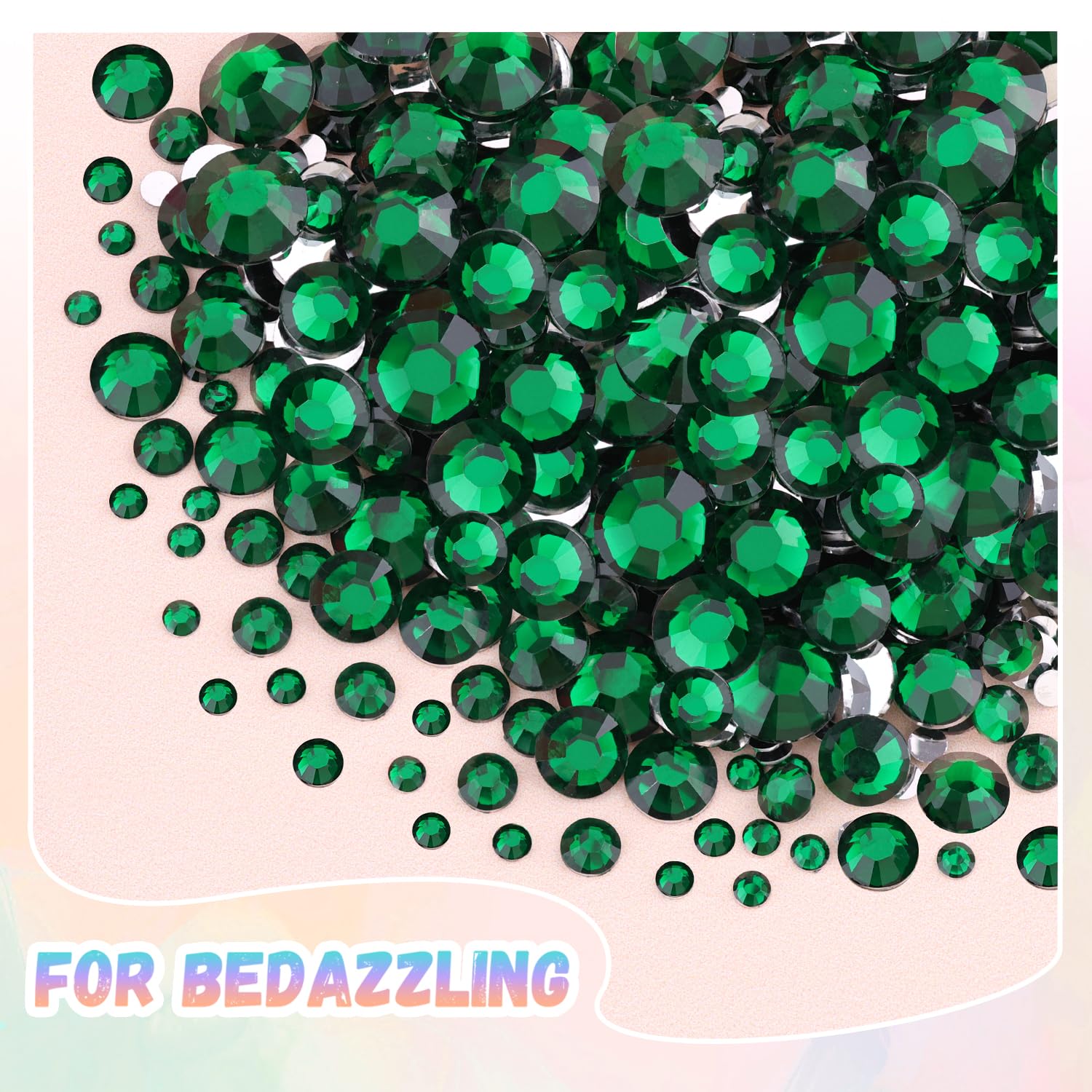 25000Pcs Resin Jelly Rhinestones with Tweezers for Crafting, 2-6mm Mixed Sizes (Dark Green) Non Hotfix Flatback Gems, Bedazzling Crystal for DIY Crafts Clothing Tumblers Mugs Shoes Decor Nail Art-BrightBean Baby