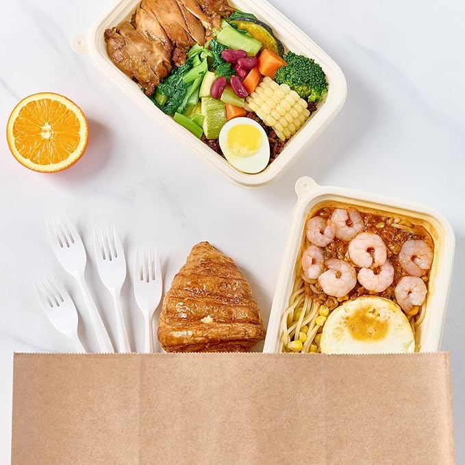 FOCUSLINE 2000 Pack White Plastic Forks Bulk, Heat Resistant Disposable Forks, Plastic Silverware for Take out Restaurants, Parties, Picnics, Travel & Any Events