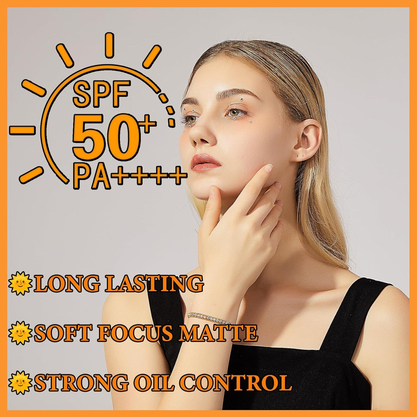 Sunscreen Setting Powder,Brush Setting Makeup SPF 50 PA++ for All Skin,Moisturizing & Lightweight Loose Face Powder with Sunscreen Brush,Soft Matte Finish Long Lasting Oil Control Make up-BrightBean Baby