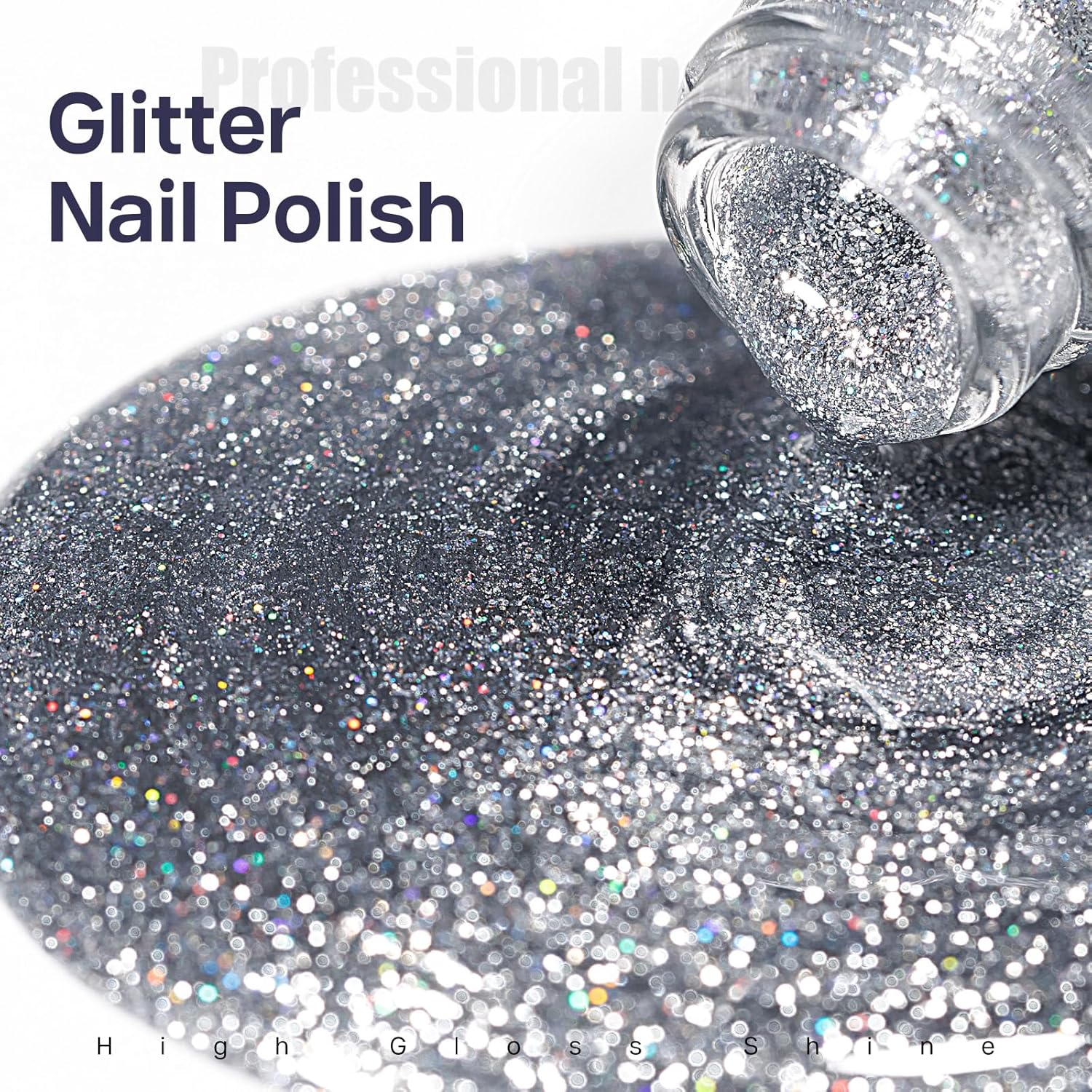 MIZHSE Quick Dry Glitter Silver Nail Polish, Classic Nail Polish Air Dry Fast, 15ml High Glossy Sparkly Shiny Shimmery Nail Art Salon Manicure Home-BrightBean Baby