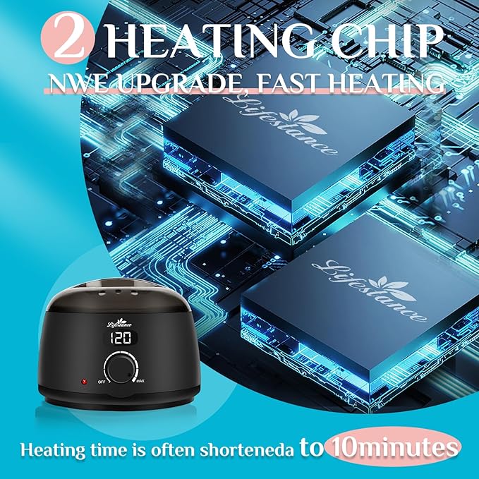 Lifestance Professional Wax Pot Warmer, L2 Premium Digital Wax Melt Machine for Hair Removal, 500ml 14oz LCD Wax Heater for Hard Wax Beads Fast Heat, Home Waxing for Body Brazilian Bikini Face Eyebrow-BrightBean Baby
