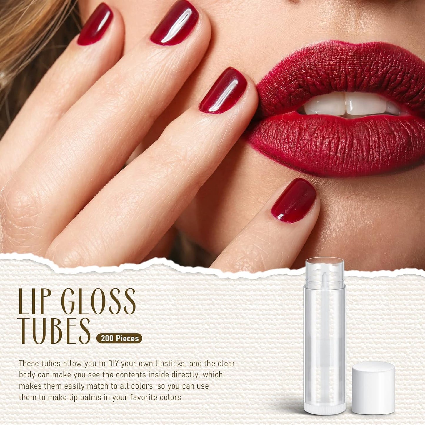 Nuanchu 200 Pcs Lip Balm Tubes Empty Lip Gloss Tubes Bulk Women 0.186 Oz/ 5.5 ml Lip Gloss Container Kit Clear PVC Lip Containers with Caps for DIY(White, Clear)-BrightBean Baby