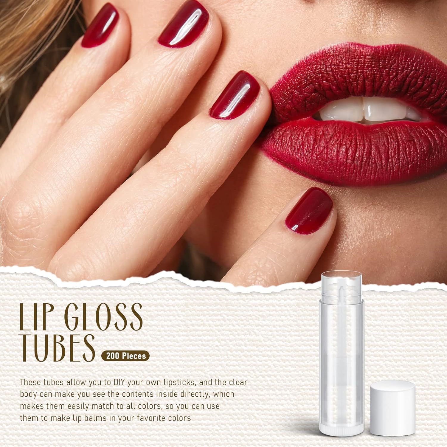 Nuanchu 200 Pcs Lip Balm Tubes Empty Lip Gloss Tubes Bulk Women 0.186 Oz/ 5.5 ml Lip Gloss Container Kit Clear PVC Lip Containers with Caps for DIY(White, Clear)-BrightBean Baby