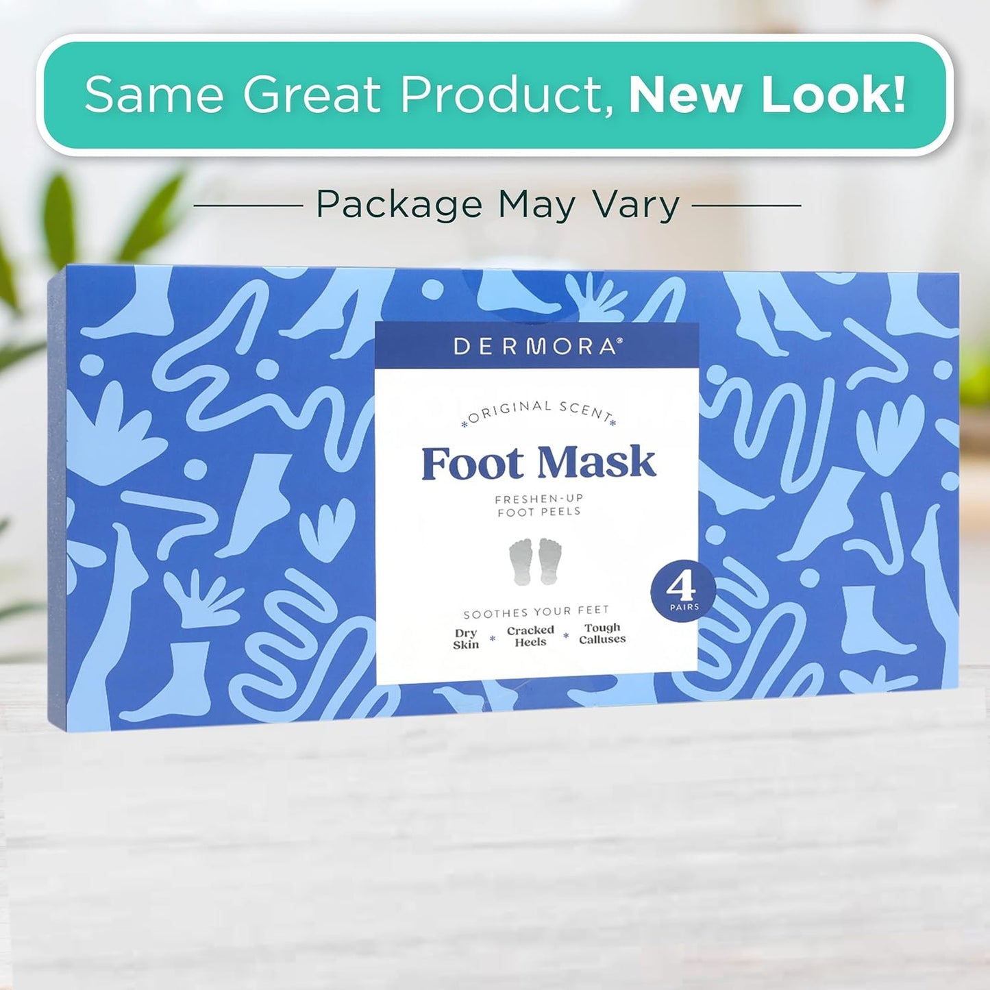 DERMORA Foot Peel Mask | Skin Exfoliating Foot Masks | Dry, Cracked Feet, Callus, Dead Skin Remover | Baby Soft Feet | Original Scent | Pack of 4 | Regular-BrightBean Baby