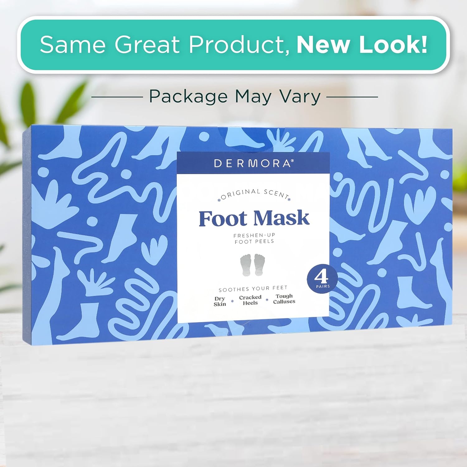 DERMORA Foot Peel Mask | Skin Exfoliating Foot Masks | Dry, Cracked Feet, Callus, Dead Skin Remover | Baby Soft Feet | Original Scent | Pack of 4 | Regular-BrightBean Baby