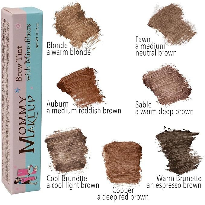 Brow Tint with Microfibers - 4-in-1 Tinted Eyebrow Gel to Groom, Hold, Sculpt & Color Your Brows, Covers Gray Hair - Water Resistant, Clump-Free, Long Lasting (Copper) by Mommy Makeup-BrightBean Baby