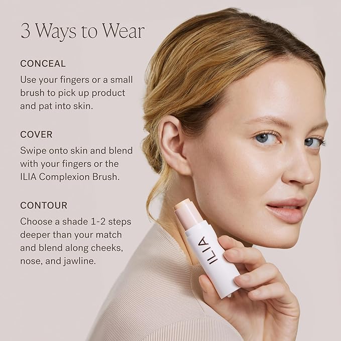 ILIA - Skin Rewind Complexion Stick - Foundation + Concealer + Skincare | Non-Toxic, Vegan, Cruelty-Free, Clean Makeup (22C - Sugi, 0.35 oz | 10 g)-BrightBean Baby