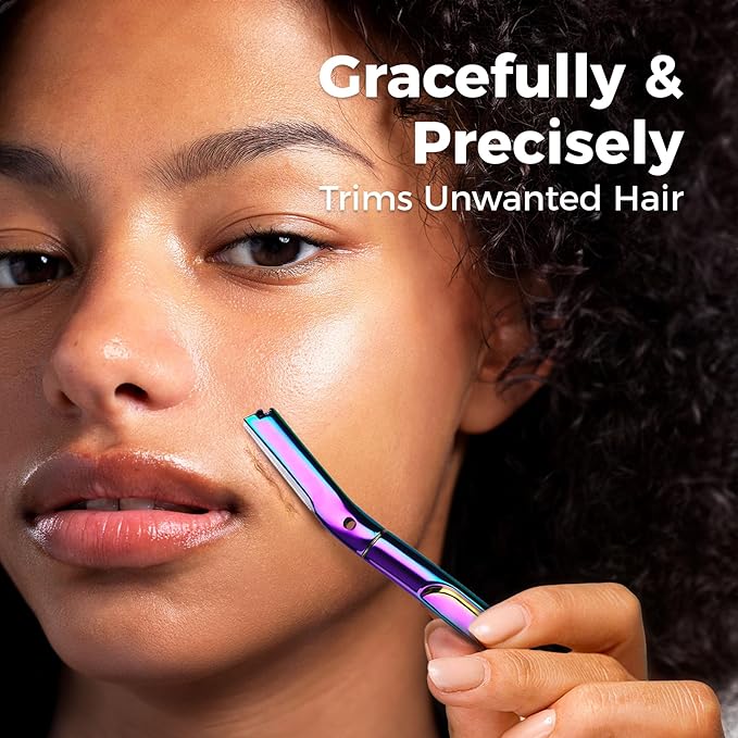 ZOMCHI Dermaplane Razor for Women Face, Premium Facial Razor & Eyebrow Razor, Dermaplaning Tool with Metal Handle, Removes Peach Fuzz, Exfoliates Skin, 11 Blades (Rainbow)-BrightBean Baby