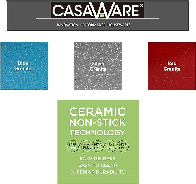 casaWare Toaster Oven 12 x 11-Inch Baking Sheet with a 1.5-Inch Handle (Blue Granite)