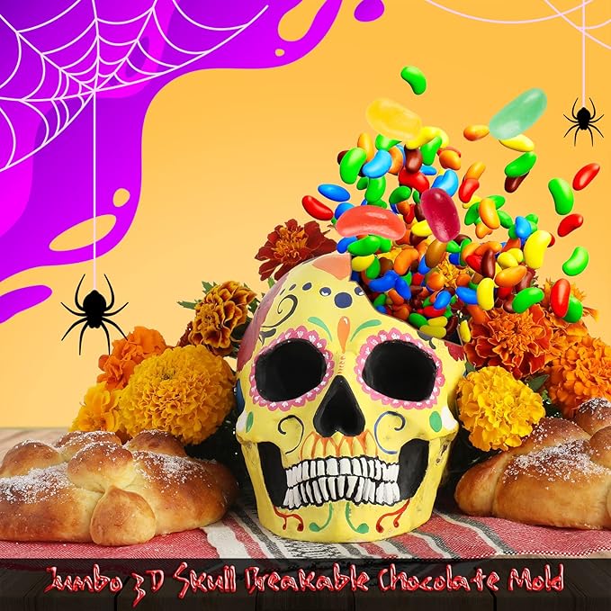 Skull Cake Mold, Extra Large 8.5inch Skull Silicone Cake Pans for Baking Candy Chocolate Halloween Party