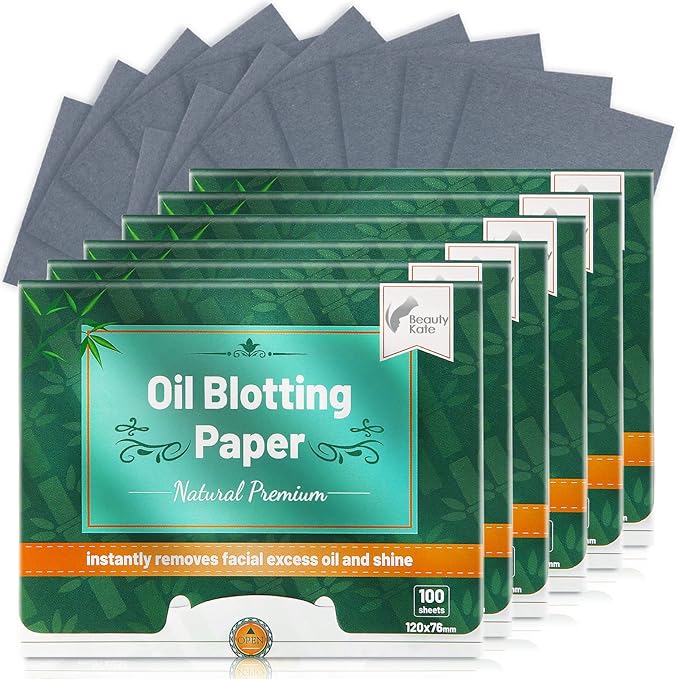Natural Premium Oil Blotting Paper for Oily Skin with Bamboo Charcoal,26% Larger Oil Blotting Sheets for Face,Makeup Friendly Oil Absorbing Sheets 600 Sheets-BrightBean Baby
