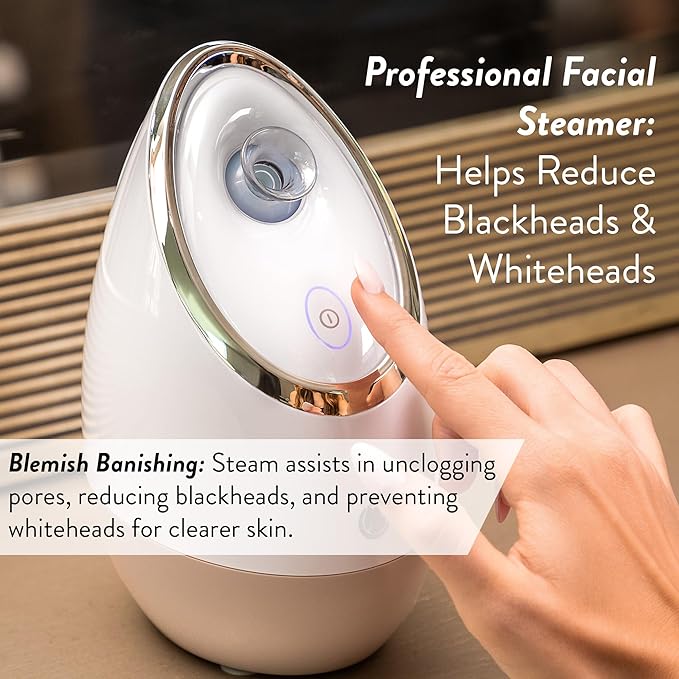 Facial Steamer SPA+ by Microderm GLO - Best Professional Nano Ionic Warm Mist, Home Face Sauna, Portable Humidifier Machine, Deep Clean & Tighten Skin, Daily Hydration for Maximum Serum Absorption-BrightBean Baby
