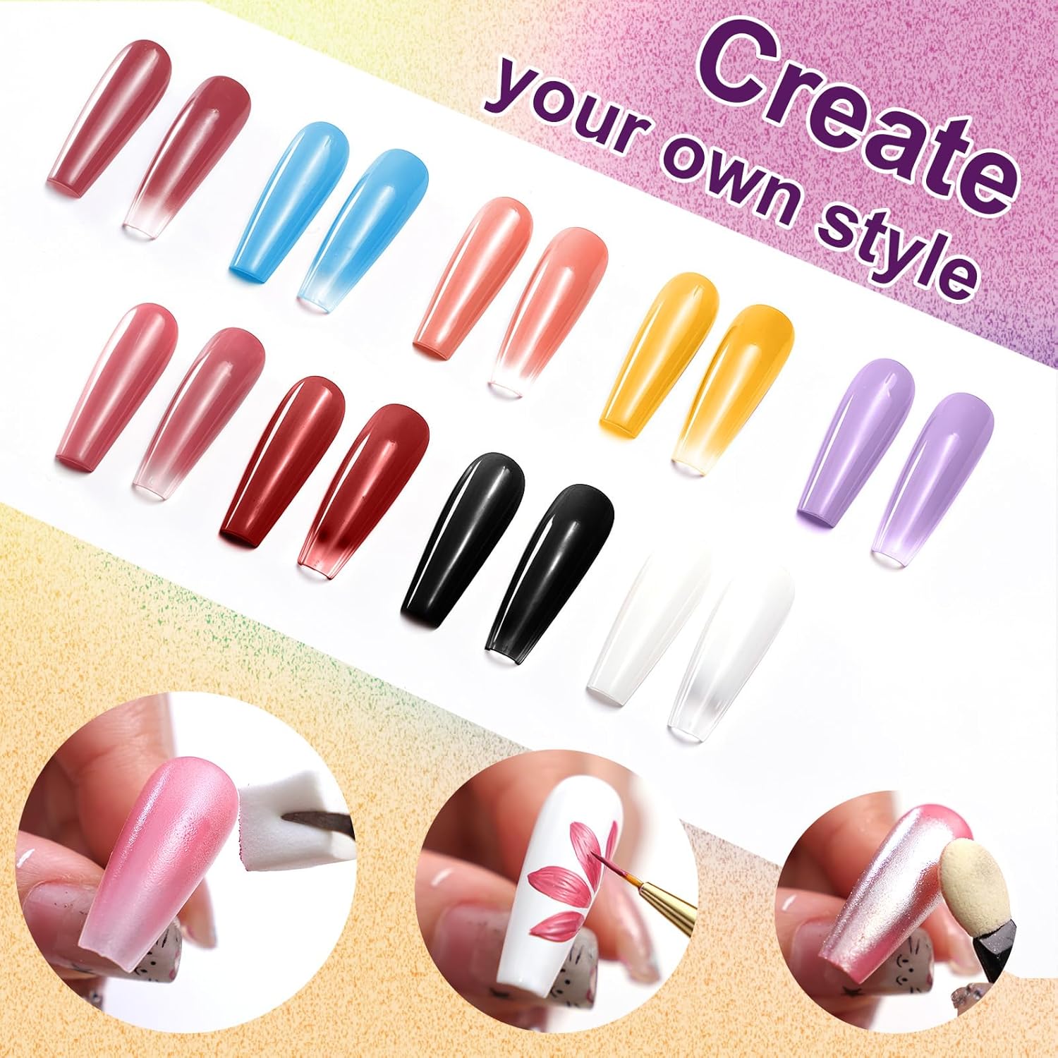 Gradient Painting Gel, 9 Colors Ombre Gel Nail Polish forPigment Pat Aura Nails French Manicure Soak Off UV Long-lasting Home Salon DIY Nail Art Victorian Oddity Color-BrightBean Baby