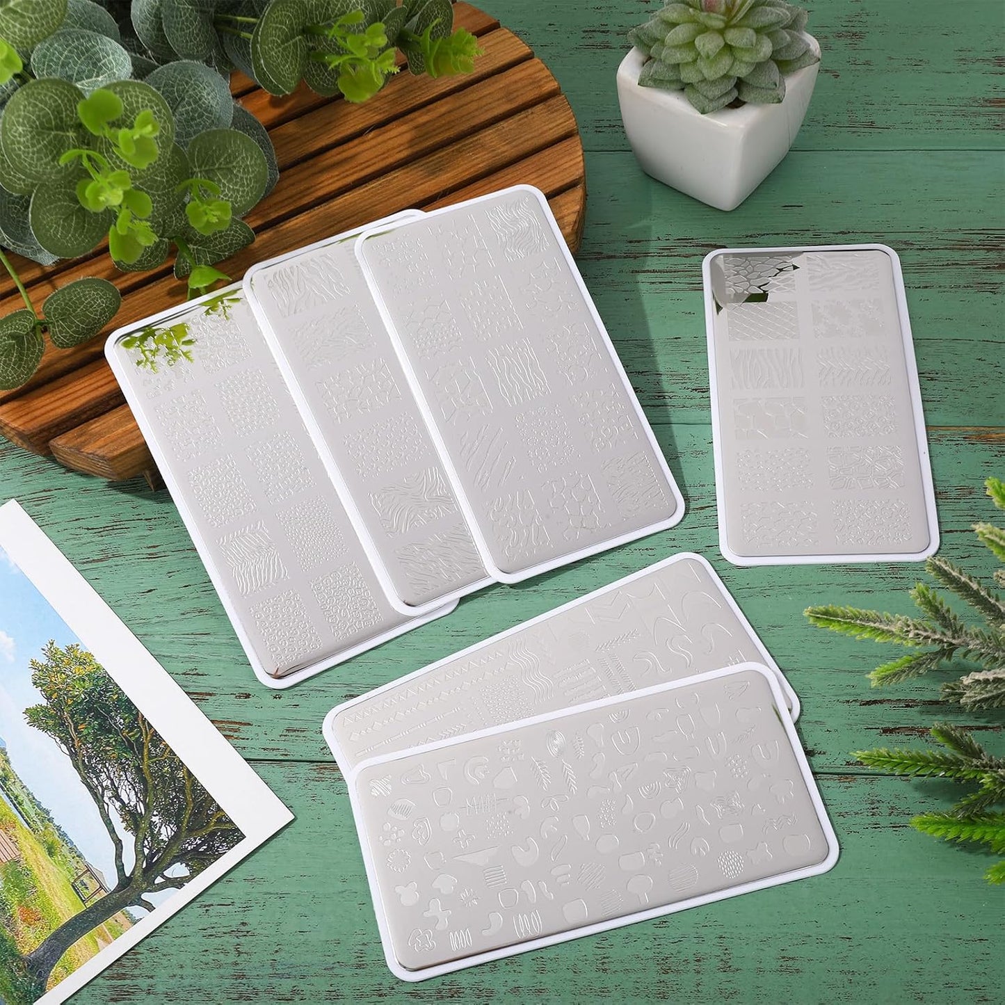 Whaline 6Pcs Animal Print Nail Plates Stamping Set Leopard Print Stamp Templates Nail Art Plates for DIY Print Manicure Salon Design Gift-BrightBean Baby