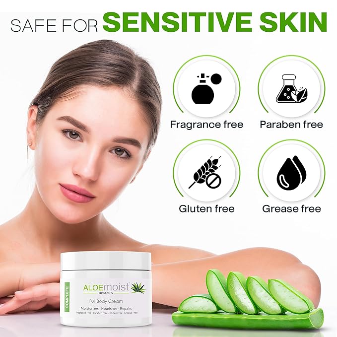 Organic Aloe Vera Lotion - Face & Body Moisturizing Cream with Natural Aloe Vera, Vitamin E Oil, Vitamin C, Retinol Cream, Shea Butter – Anti Aging Face Moisturizer for Women, Dry Skin (8 oz)-BrightBean Baby