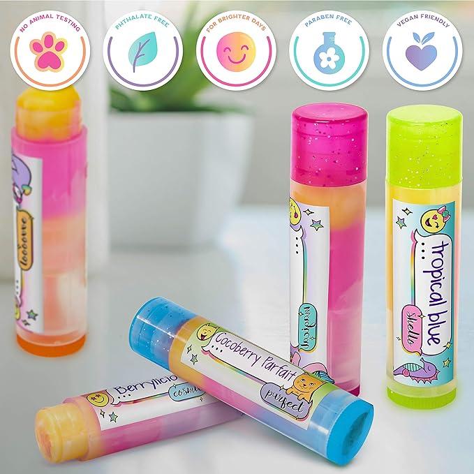 Just My Style Layered Lip Balm by Horizon Group USA, DIY 5 Shimmering Lip Balms, Mix Fruity Flavors To Make Your Own Unique Lip Balm. Strawberry, Tropical Fruit & Very Berry-BrightBean Baby