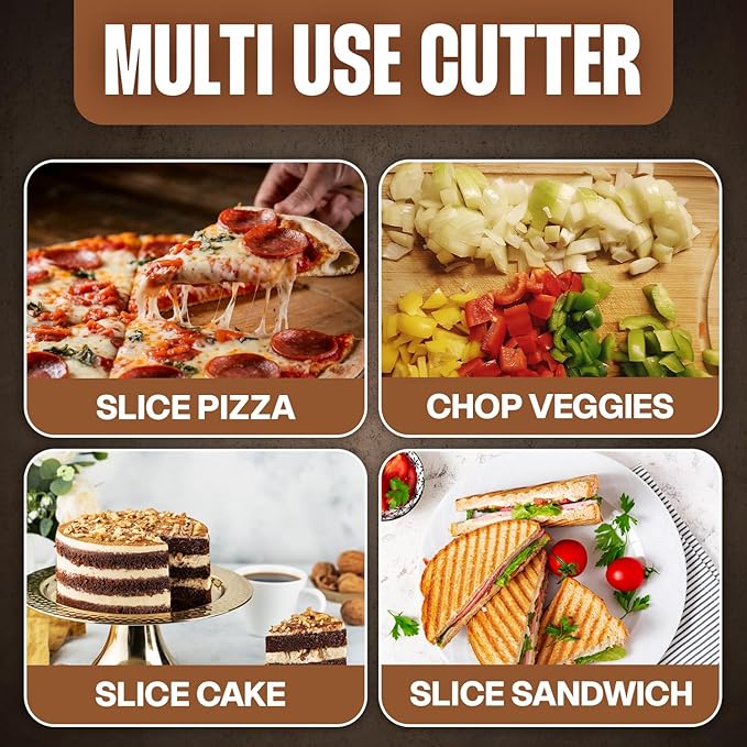 Chicago Brick Oven 12-Inch Pizza Cutter Rocker Blade – Stainless Steel Mezzaluna Knife with Titanium Coating – Large Professional Pizza Cutter with Protective Cover – Dishwasher Safe