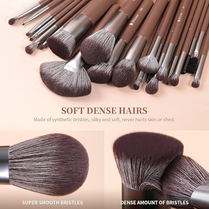 DUcare Professional Makeup Brush Set 22Pcs with Travel Case Synthetic Kabuki Foundation Brush, Face Powder Brush, Blush Brush, Concealer Brush, Eyeshadow Brushes-BrightBean Baby