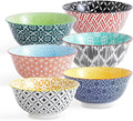 Cereal Bowls Set of 6 for Kitchen, 23oz Ceramic Bowls for Soup, Salad, Dessert, Rice, Serving, Oatmeal, Dishwasher & Microwave Safe, Assorted Colors