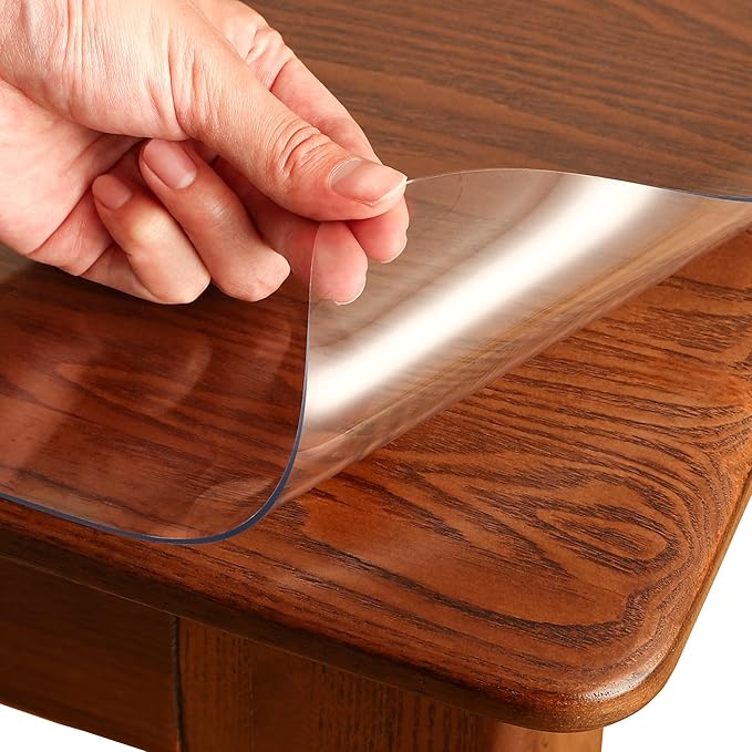 Clear Table Cover Protector Rectangle 20 x 40 Inch, 1.5mm Transparent Plastic Table Protector Waterproof, Anti-Scratch Clear Desk Mat for Office Desktop Dresser Dining Table, FDA Compliant