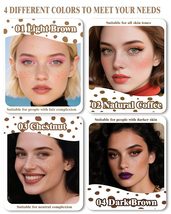 Freckle Pen, 4 Colors Kit - Natural Lifelike Faux Freckle Makeup Pen, Waterproof Long Lasting, Create Sunkissed Skin(4Pack)-BrightBean Baby