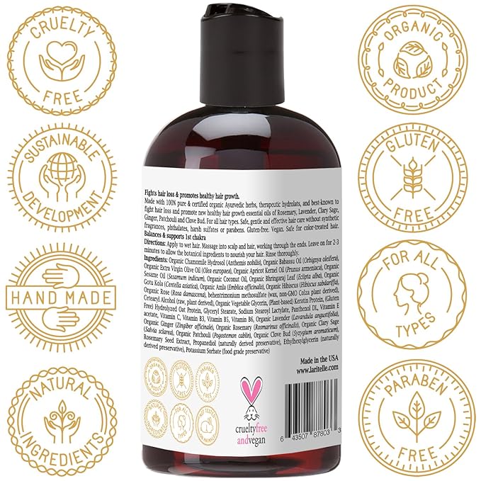 Organic Travel Size Conditioner 2 oz | Fortifying, Strengthening & Rejuvenating | Stops Hair Shedding, Promotes Hair Growth | Ayurvedic Herbs, Lavender, Ginger, Rosemary, Patchouli & Cloves-BrightBean Baby