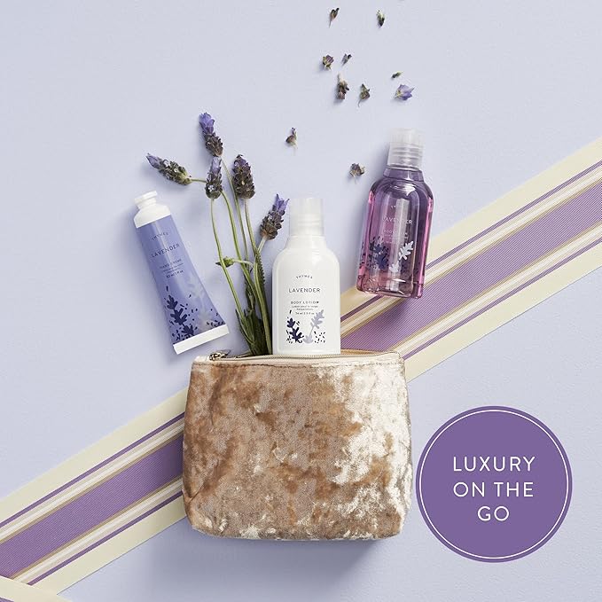Thymes Travel Set and Beauty Bag - Contains Body Wash, Body Lotion & Hand Cream - Lavender-BrightBean Baby