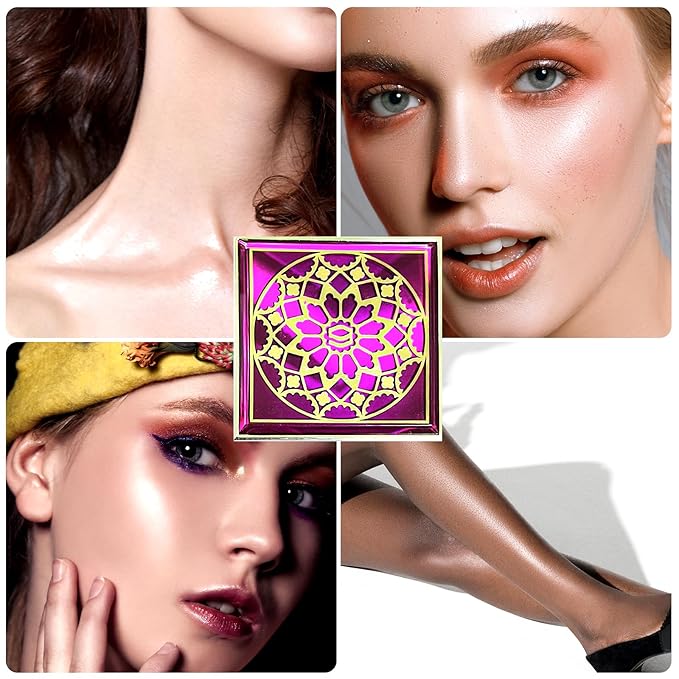 Face Highlighters Exquisite 3D Texture Luminizers Palette, Shiny Contour Makeup Illuminator for Body Cheek Eyebrow Nose Chin Lip Glossy Shimmer Contouring Palette-BrightBean Baby