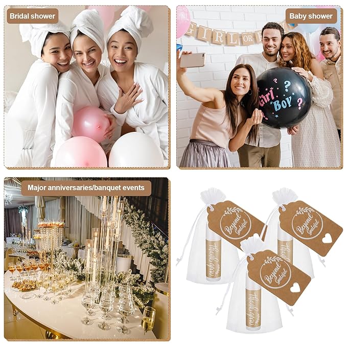 50 Set Thank You Lip Balm Bulk Small Natural Moisturizing Mini Lip Balm with Bag and Card for Baby Wedding Bridal Shower Thank You Favors-BrightBean Baby