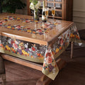 Clear Table Cover Protector Vinyl PVC Rectangle Table Cloth with Floral Fruit Pattern Oil Spill Proof Plastic Tablecloths for Dining Tables Parties Holidays (Floral Fruit, 55 x 104 Inches)