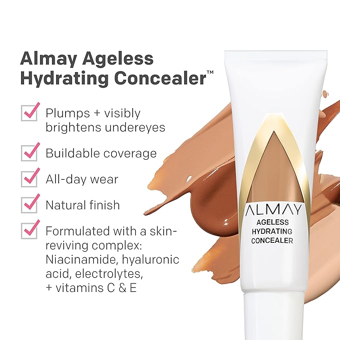 Almay Anti-Aging Concealer, Face Makeup with Hyaluronic Acid, Niacinamide, Vitamin C & E, Hypoallergenic-Fragrance Free, 005 Fair, 0.37 Fl Oz (Pack of 1)-BrightBean Baby