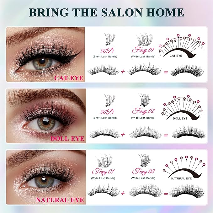 Lash Clusters Wispy - Lash Clusters,30D 40D Lash Clusters For Natural Look WideSpan 8-16MM Eyelash Clusters D Curl Lash Clusters For DIY Lashes At Home-BrightBean Baby