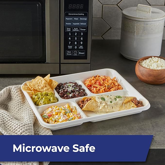 Hefty ECOSAVE Compostable 5-Compartment Paper Trays, 12 Count