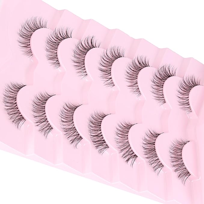 Lashes Natural Look False Eyelashes Wispy 13mm Eye Lashes Pack with Thin Cotton Band C Curl Fake Eyelashes 3D Volume For Daily Siligli Lash 7 Pair-BrightBean Baby