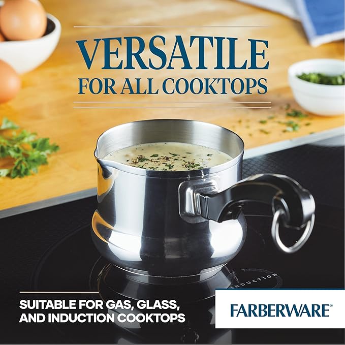 Farberware Classic Stainless Steel Butter Warmer 0.63 Qt - Melting Pot with Pour Spout