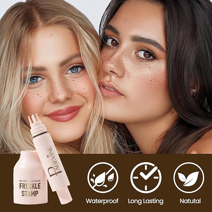 Freckle Stamp Pen, Fake Freckle Stamp Makeup Tool, Faux Freckle Stamp with Quick Dry 5-Point Multi-Prong Soft Tip, Waterproof & Long Lasting Lifelike Sunkissed Face Freckle Makeup (4# Espresso)-BrightBean Baby