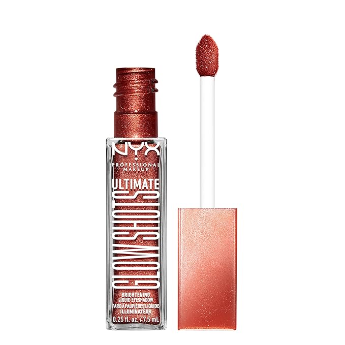 NYX PROFESSIONAL MAKEUP Ultimate Glow Shots, Liquid Eyeshadow, Long-Lasting Shimmer Eye Shadow with Vitamin C - Clementine Fine-BrightBean Baby