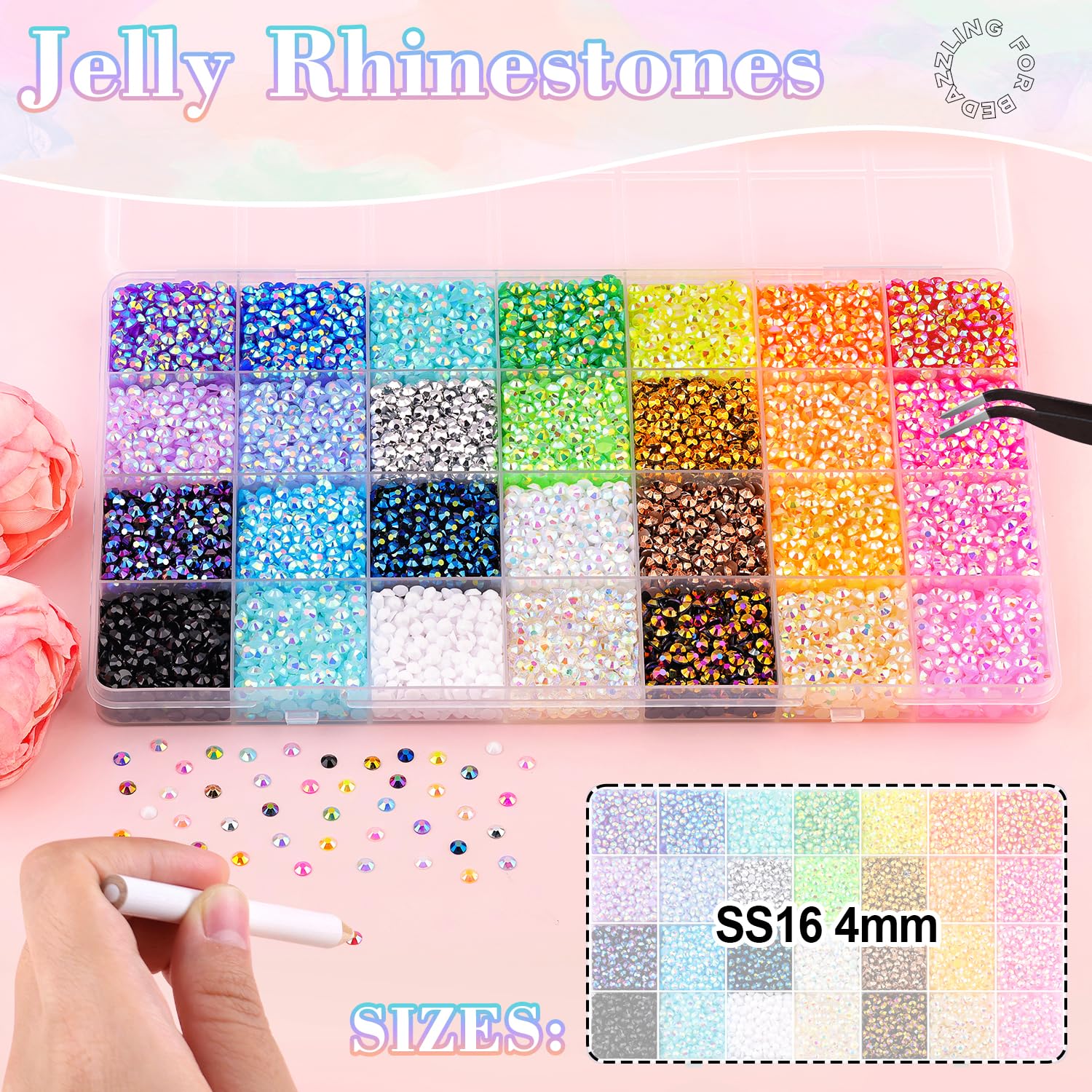 13000Pcs Resin Rhinestones with B7000 Jewelry Glue for Crafting, Multicolors 4mm Non Hotfix Flatback Gems, Bedazzling Crystal for DIY Crafts Clothing Tumblers Mugs Shoes Fabric Decor Nail Art-BrightBean Baby
