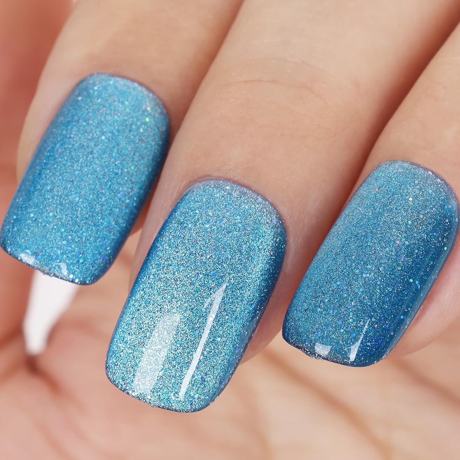 Blue Cat Eye Gel Nail Polish,Iridescent Quicksand Galaxy Holographic Blue Cateye Gel Polish with Magnet, Shimmer Velvet Soak Off Uv Led Home Diy Manicure - GP0102-BrightBean Baby