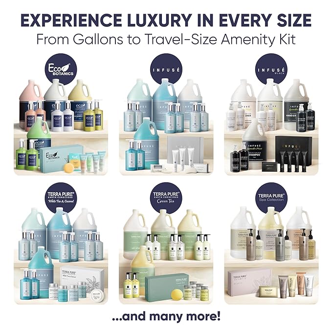 1-Shoppe All-In-Kit|Aqua Organics Amenity Kit|Boxed Hotel Toiletries|Bulk Set 1oz Travel Size Shampoo,Conditioner,Lotion,Body Wash & Bar Soap for Guest Hospitality AirBnB/Vacation Rentals|5 Pieces-BrightBean Baby