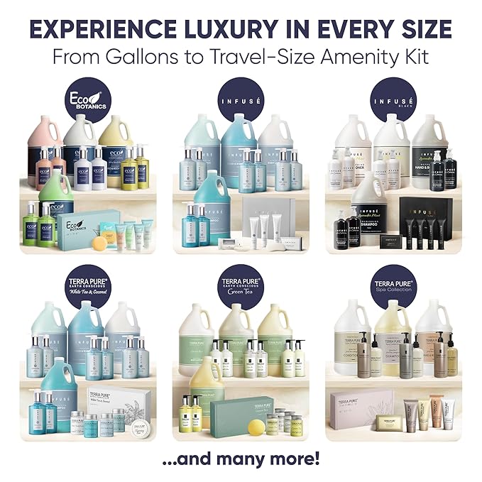 Infuse Black Amenity Kit | Boxed Hotel Toiletries | Bulk Set 1 oz Travel Size Shampoo, Conditioner, Lotion, Body Wash & Cleansing Bar for Guest Hospitality AirBnB/Vacation Rentals | 75 Pieces-BrightBean Baby