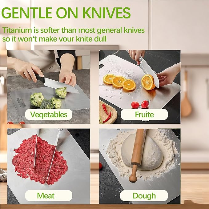 Titanium Cutting Board,100% Pure Titanium Cutting Boards for Kitchen,2026 New Non Toxic,Double-Sided Food Grade Chopping Board for Meat,Vegetable,Fruit,Outdoor Camping(S+M+L-3PC)