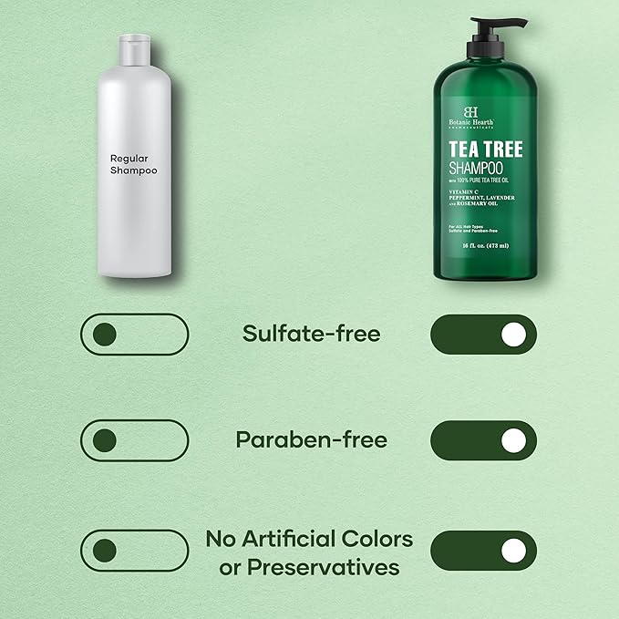 Botanic Hearth Tea Tree Shampoo, Vitamin C, Peppermint, Lavender And Rosemary Oil, Fights Dandruff And Dry Scalp, 16 Fl Oz-BrightBean Baby