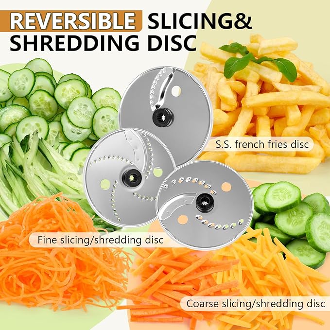 COOKLEE Food Processor, 600 Watts, 6 Functions Electric Vegetable Chopper for Chopping, Mincing, Dicing, Shredding, Slicing, Purees & Dough with 12cup Processor Bowl, Food Chute & Pusher, Black